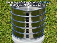 Load image into Gallery viewer, MFS&#39; LIGHTNING SIFTER Five Pan Set Stacked on Top of 5-Gallon Bucket
